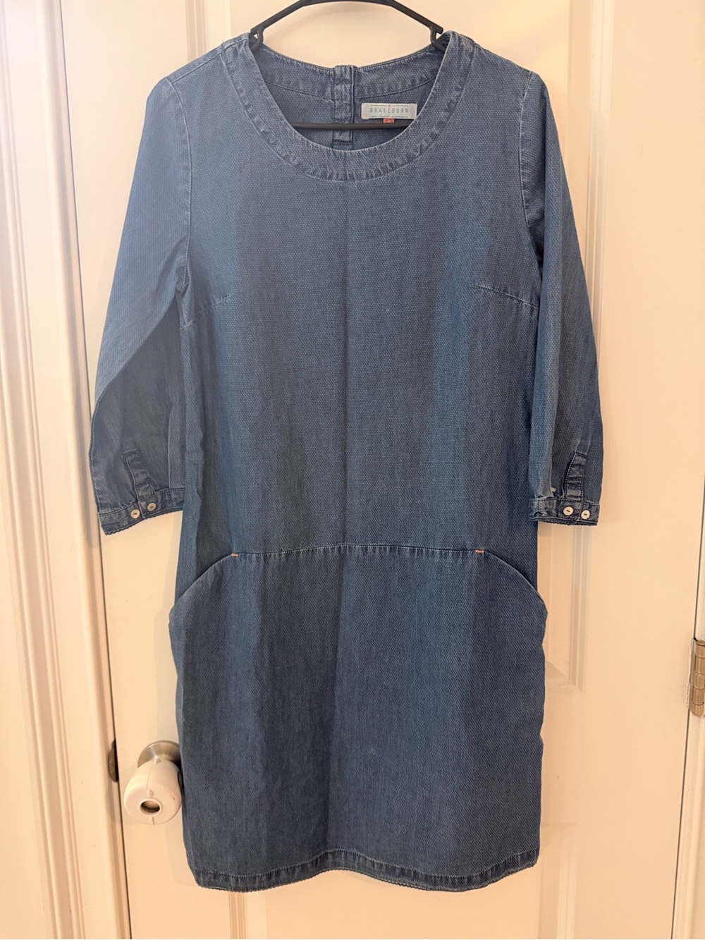 Brakeburn Outdoor Denim Shift Dress in Indigo Blue-8
